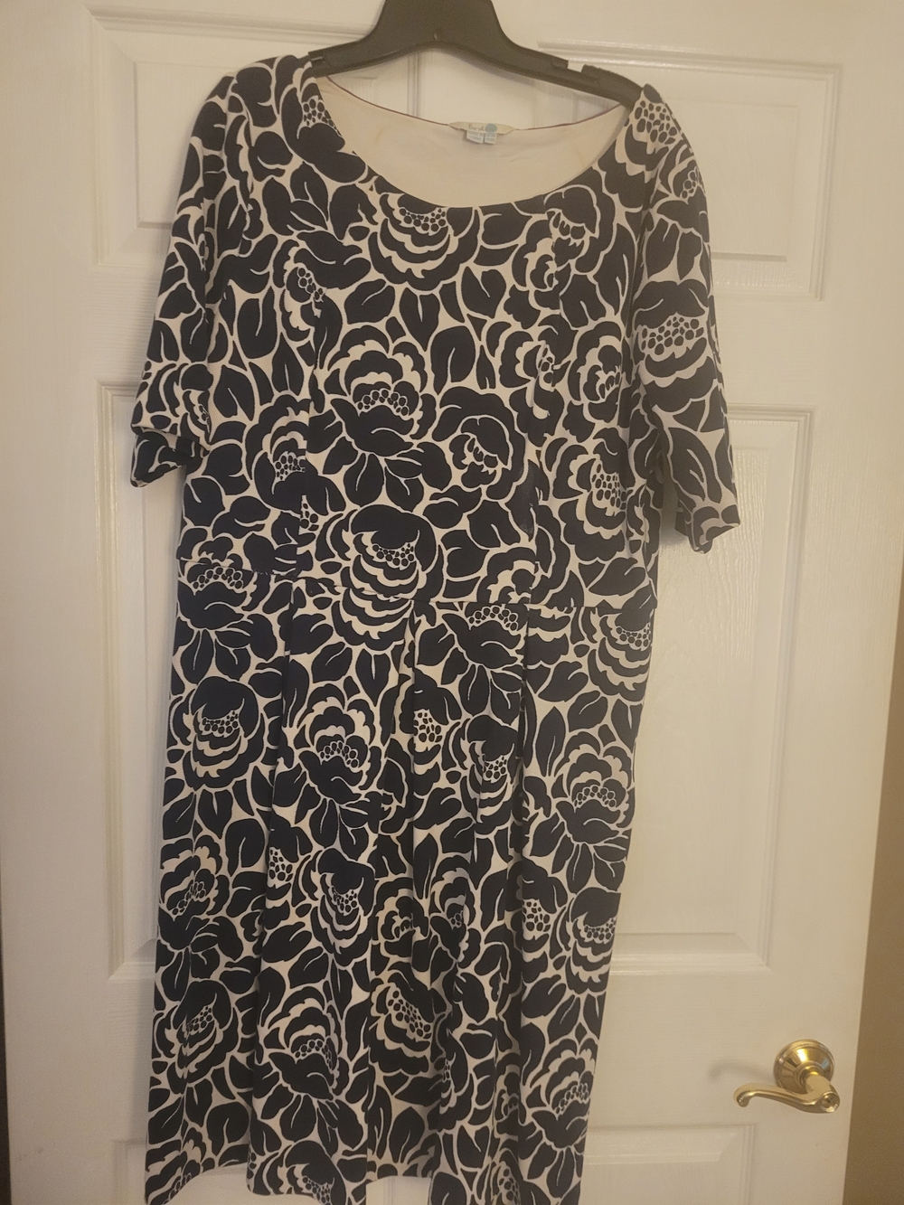Boden Blue and White Dress with Floral Pattern